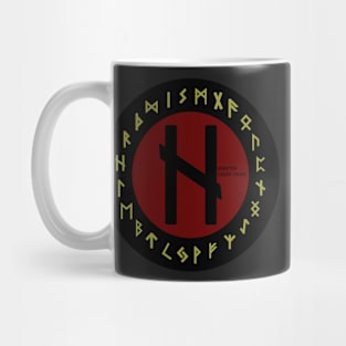 Red Hagalaz Futhark Rune Symbol Mug